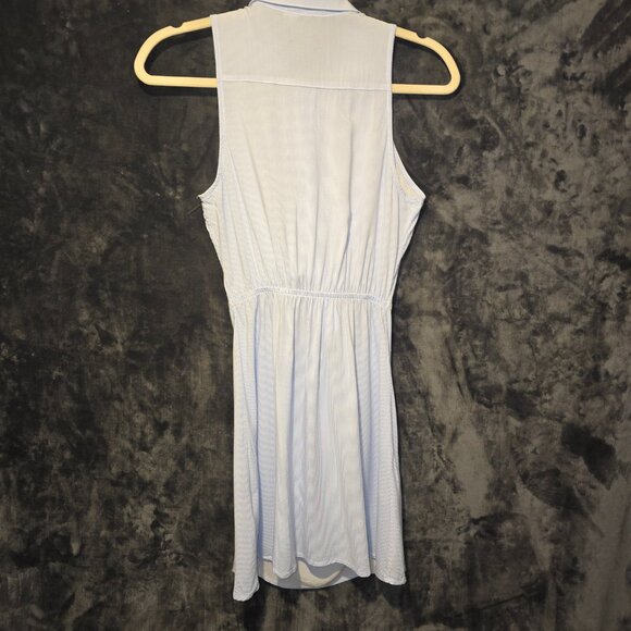 Divided Blue & White Striped Open Waist and Tie Button Up Dress Size 4 - Picture 8 of 8